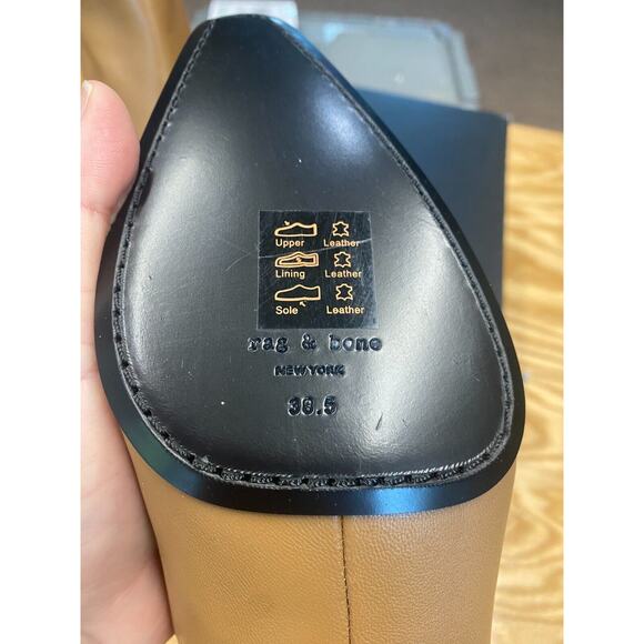 Rag & Bone New York Ankle Boots $595 8.5 Beige Leather Square Toe Bootie S23 - Picture 4 of 9